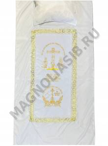 Комплект ритуальный шелковый с распятием 100*210 см