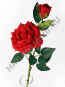 Ветка розы с бутоном  1+1  67 см (красн, бел)