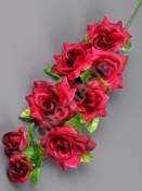 Ветка роз 6 цветков и 2 бутона 48 см(крас, роз,борд,бел,сир)
