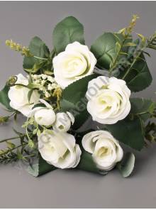 Букет роз 6гр. с добавкой 28см (бел жел гол мал перс сир)