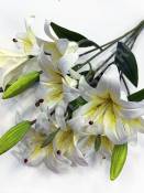 Букет лилий латексных с бутонами (9 лилий+3 бутона) 55 см (бел бел-зел)