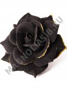 Роза черная с золотом бархат 5сл 15.5см/К 